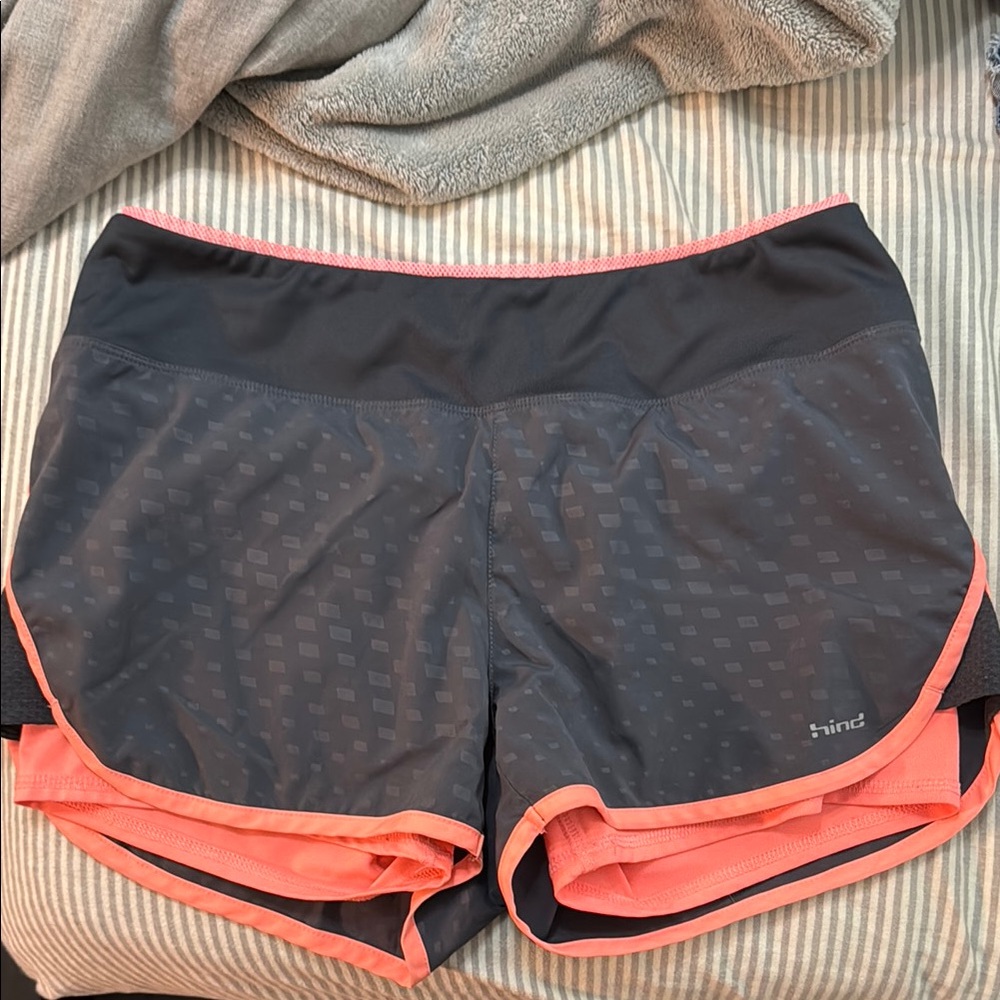 Hind Grey and Coral Athletic Shorts Lightweight Breathable Design